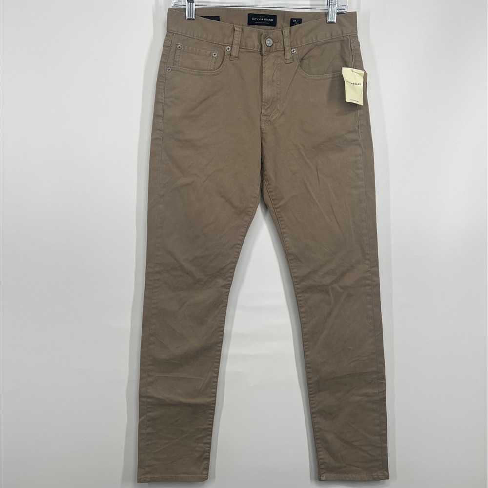 NWT Lucky Brand 121 Slim Pants Mens 28 x 32 Beige Chino Mid Rise Preppy NEW $99